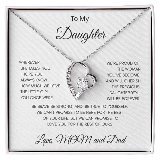 GIFT FOR DAUGHTER LOVE MOM AND DAD  "ALWAYS KNOW' / FOREVER LOVE NECKLACE