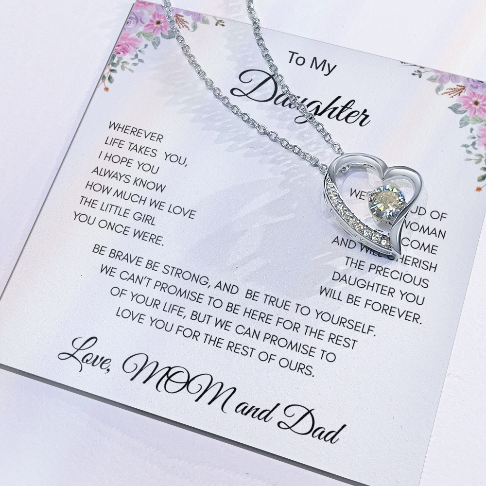 GIFT FOR DAUGHTER LOVE MOM AND DAD  "ALWAYS KNOW" / FOREVER LOVE NECKLACE