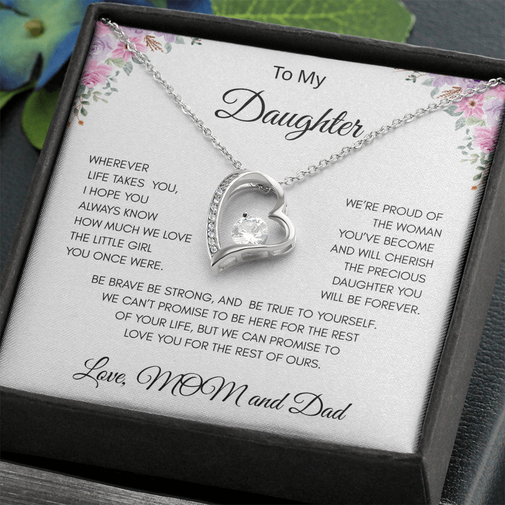 GIFT FOR DAUGHTER LOVE MOM AND DAD  "ALWAYS KNOW" / FOREVER LOVE NECKLACE