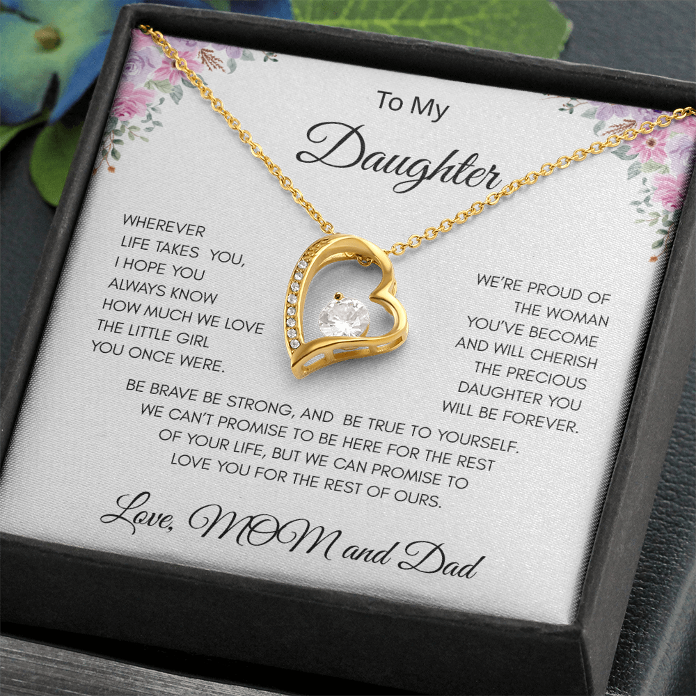 GIFT FOR DAUGHTER LOVE MOM AND DAD  "ALWAYS KNOW" / FOREVER LOVE NECKLACE